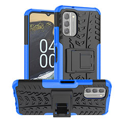 Custodia Silicone e Plastica Opaca Cover con Supporto JX1 per Nokia G400 5G Blu