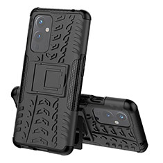 Custodia Silicone e Plastica Opaca Cover con Supporto JX1 per OnePlus 9 5G Nero