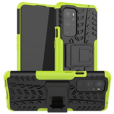 Custodia Silicone e Plastica Opaca Cover con Supporto JX1 per OnePlus 9 Pro 5G Verde