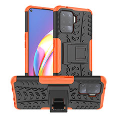 Custodia Silicone e Plastica Opaca Cover con Supporto JX1 per Oppo A94 4G Arancione