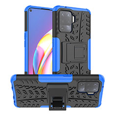 Custodia Silicone e Plastica Opaca Cover con Supporto JX1 per Oppo A94 4G Blu