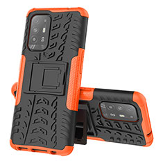 Custodia Silicone e Plastica Opaca Cover con Supporto JX1 per Oppo A94 5G Arancione