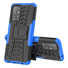 Custodia Silicone e Plastica Opaca Cover con Supporto JX1 per Oppo A95 5G Blu