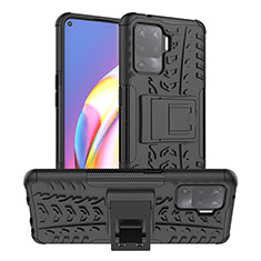 Custodia Silicone e Plastica Opaca Cover con Supporto JX1 per Oppo Reno5 Lite Nero