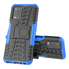 Custodia Silicone e Plastica Opaca Cover con Supporto JX1 per Realme 8 5G Blu