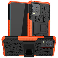 Custodia Silicone e Plastica Opaca Cover con Supporto JX1 per Realme 8 Pro Arancione