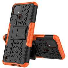 Custodia Silicone e Plastica Opaca Cover con Supporto JX1 per Realme C20A Arancione