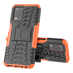 Custodia Silicone e Plastica Opaca Cover con Supporto JX1 per Realme Q3i 5G Arancione