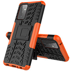 Custodia Silicone e Plastica Opaca Cover con Supporto JX1 per Samsung Galaxy A72 5G Arancione