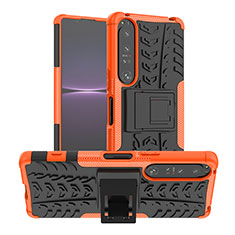 Custodia Silicone e Plastica Opaca Cover con Supporto JX1 per Sony Xperia 1 IV Arancione