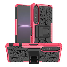 Custodia Silicone e Plastica Opaca Cover con Supporto JX1 per Sony Xperia 1 IV Rosa Caldo