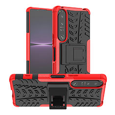 Custodia Silicone e Plastica Opaca Cover con Supporto JX1 per Sony Xperia 1 IV Rosso