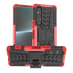 Custodia Silicone e Plastica Opaca Cover con Supporto JX1 per Sony Xperia 1 V Rosso