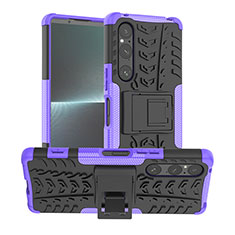Custodia Silicone e Plastica Opaca Cover con Supporto JX1 per Sony Xperia 1 V Viola