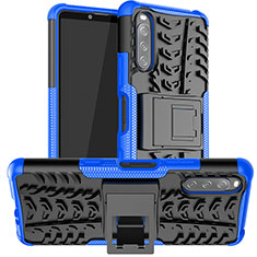 Custodia Silicone e Plastica Opaca Cover con Supporto JX1 per Sony Xperia 10 III Blu