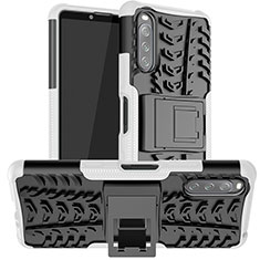 Custodia Silicone e Plastica Opaca Cover con Supporto JX1 per Sony Xperia 10 III Lite Argento