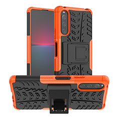 Custodia Silicone e Plastica Opaca Cover con Supporto JX1 per Sony Xperia 10 IV Arancione