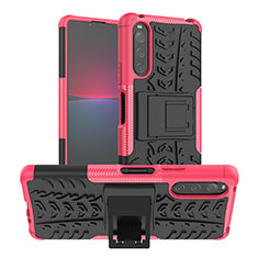 Custodia Silicone e Plastica Opaca Cover con Supporto JX1 per Sony Xperia 10 IV Rosa Caldo