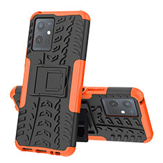 Custodia Silicone e Plastica Opaca Cover con Supporto JX1 per Vivo iQOO Z6 5G Arancione