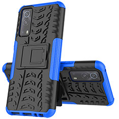 Custodia Silicone e Plastica Opaca Cover con Supporto JX1 per Vivo Y75s 5G Blu