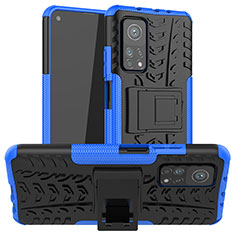 Custodia Silicone e Plastica Opaca Cover con Supporto JX1 per Xiaomi Mi 10T Pro 5G Blu