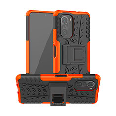 Custodia Silicone e Plastica Opaca Cover con Supporto JX1 per Xiaomi Mi 11X Pro 5G Arancione