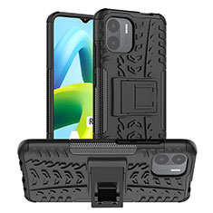 Custodia Silicone e Plastica Opaca Cover con Supporto JX1 per Xiaomi Poco C50 Nero