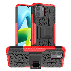 Custodia Silicone e Plastica Opaca Cover con Supporto JX1 per Xiaomi Poco C51 Rosso