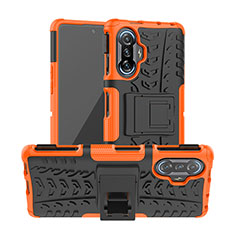 Custodia Silicone e Plastica Opaca Cover con Supporto JX1 per Xiaomi Poco F3 GT 5G Arancione