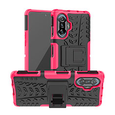 Custodia Silicone e Plastica Opaca Cover con Supporto JX1 per Xiaomi Poco F3 GT 5G Rosa Caldo