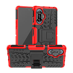Custodia Silicone e Plastica Opaca Cover con Supporto JX1 per Xiaomi Poco F3 GT 5G Rosso