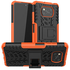 Custodia Silicone e Plastica Opaca Cover con Supporto JX1 per Xiaomi Poco X3 Arancione