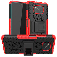 Custodia Silicone e Plastica Opaca Cover con Supporto JX1 per Xiaomi Poco X3 Rosso