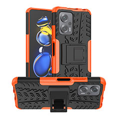 Custodia Silicone e Plastica Opaca Cover con Supporto JX1 per Xiaomi Poco X4 GT 5G Arancione