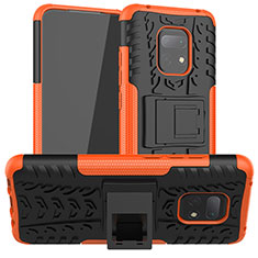 Custodia Silicone e Plastica Opaca Cover con Supporto JX1 per Xiaomi Redmi 10X 5G Arancione