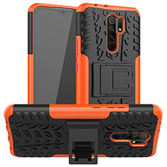 Custodia Silicone e Plastica Opaca Cover con Supporto JX1 per Xiaomi Redmi 9 Arancione