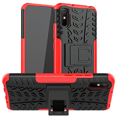 Custodia Silicone e Plastica Opaca Cover con Supporto JX1 per Xiaomi Redmi 9A Rosso