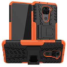 Custodia Silicone e Plastica Opaca Cover con Supporto JX1 per Xiaomi Redmi Note 9 Arancione
