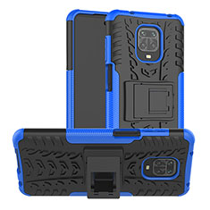 Custodia Silicone e Plastica Opaca Cover con Supporto JX1 per Xiaomi Redmi Note 9 Pro Blu