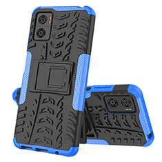Custodia Silicone e Plastica Opaca Cover con Supporto JX2 per Motorola Moto E22 Blu