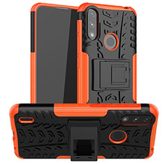Custodia Silicone e Plastica Opaca Cover con Supporto JX2 per Motorola Moto E7 Power Arancione