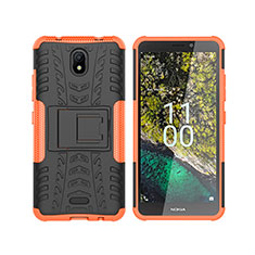 Custodia Silicone e Plastica Opaca Cover con Supporto JX2 per Nokia C100 Arancione
