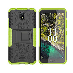 Custodia Silicone e Plastica Opaca Cover con Supporto JX2 per Nokia C100 Verde