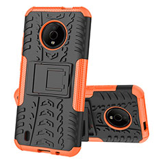Custodia Silicone e Plastica Opaca Cover con Supporto JX2 per Nokia C200 Arancione