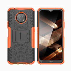 Custodia Silicone e Plastica Opaca Cover con Supporto JX2 per Nokia G300 5G Arancione