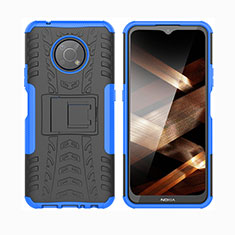 Custodia Silicone e Plastica Opaca Cover con Supporto JX2 per Nokia G300 5G Blu