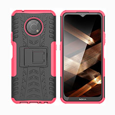Custodia Silicone e Plastica Opaca Cover con Supporto JX2 per Nokia G300 5G Rosa Caldo