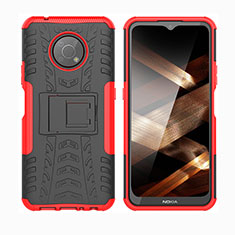 Custodia Silicone e Plastica Opaca Cover con Supporto JX2 per Nokia G300 5G Rosso