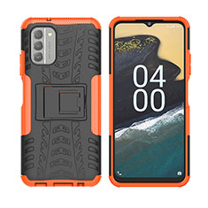 Custodia Silicone e Plastica Opaca Cover con Supporto JX2 per Nokia G400 5G Arancione