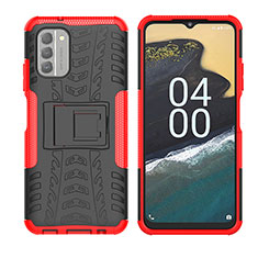 Custodia Silicone e Plastica Opaca Cover con Supporto JX2 per Nokia G400 5G Rosso